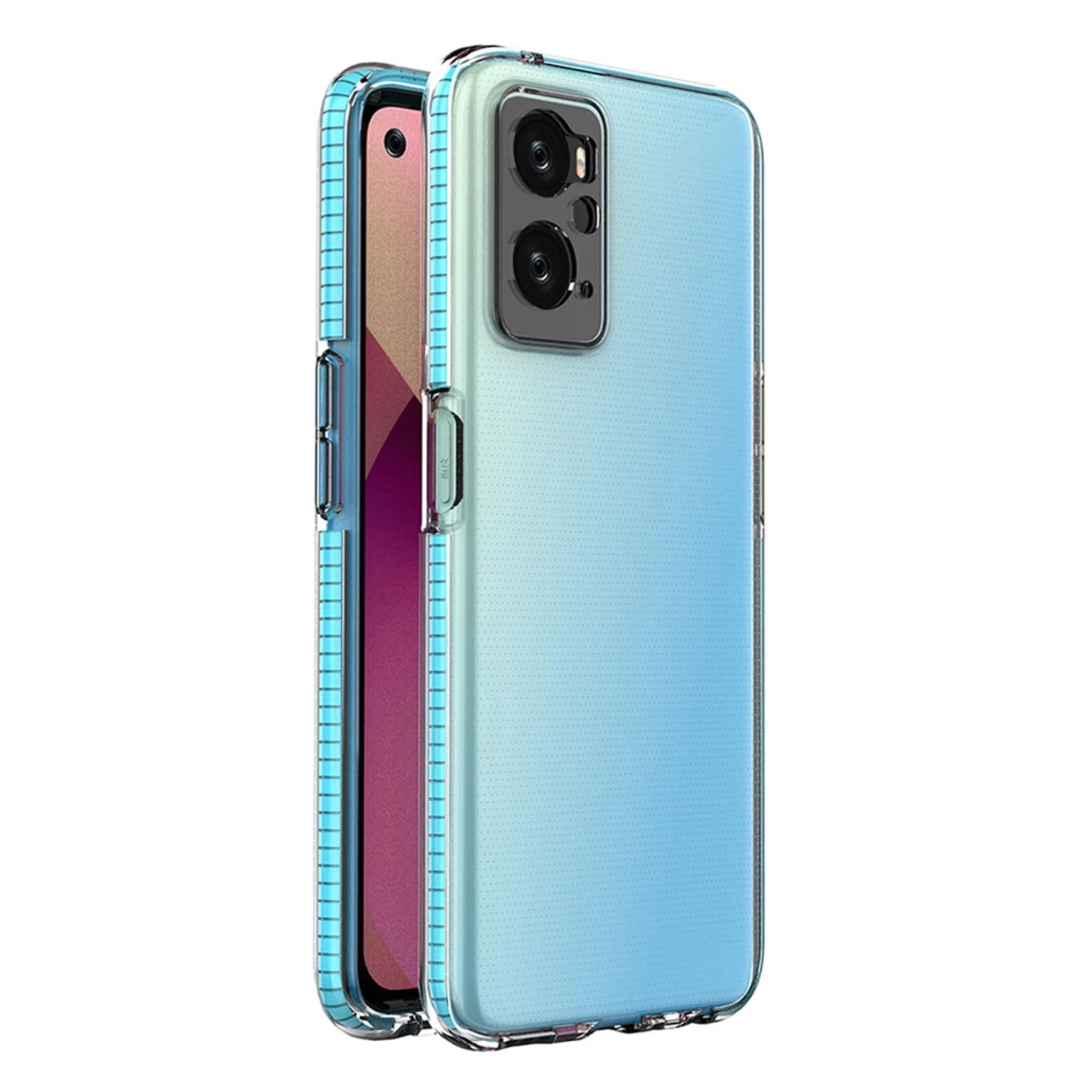 realme 9i, oppo A36/a76/a96 Silikoninis Dėklas Su šviesiai Mėlynu Rėmeliu