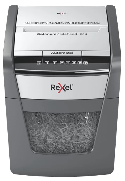 Rexel Optimum AutoFeed+ 50X paper shredder Cross shredding 55 dB 22 cm Black, Grey Rexel Optimum AutoFeed+ 50X paper shredder Cross shredding 55 dB 22 cm Black, Grey