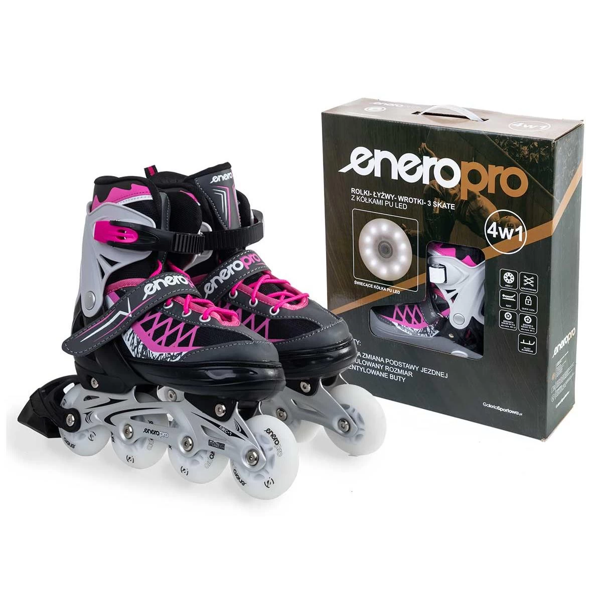 Riedučiai-riedučiai 4in1 Enero Pro Led 30-33 Pink-grey