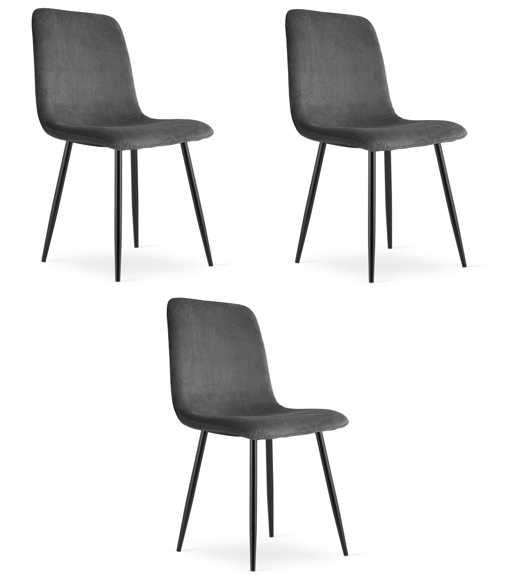 rift Kėdė - Pilkas Velvetas / Juodos Kojos X 3