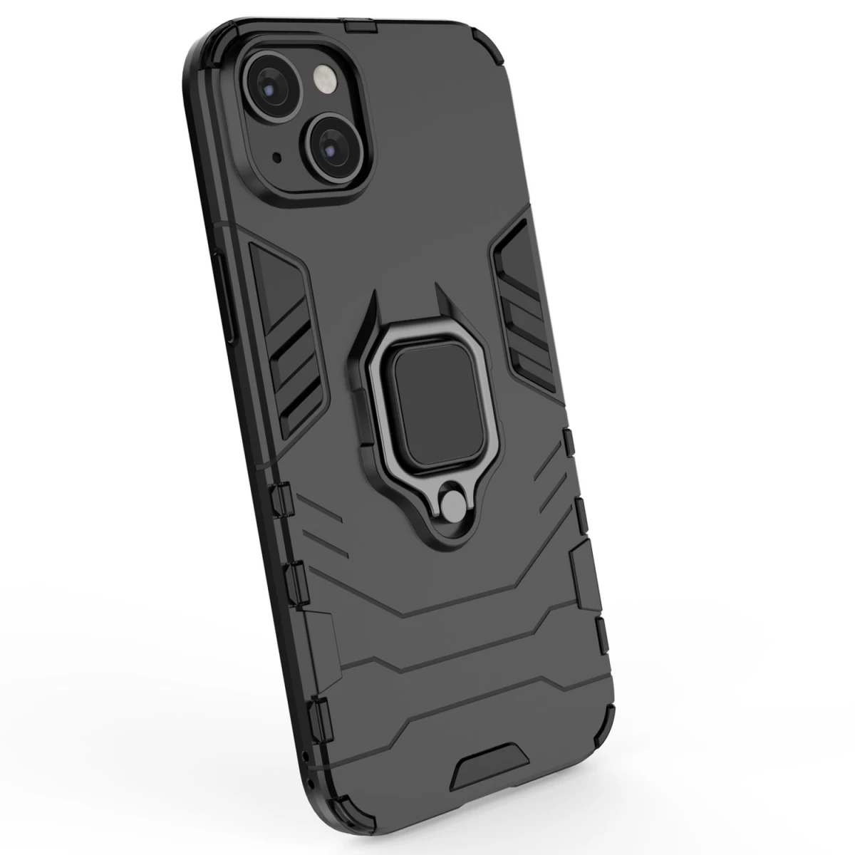 Ring Armor Dėklas Iphone 14 Pro šarvuotas Dėklas Magnetinis Laikiklis žiedas Juodas