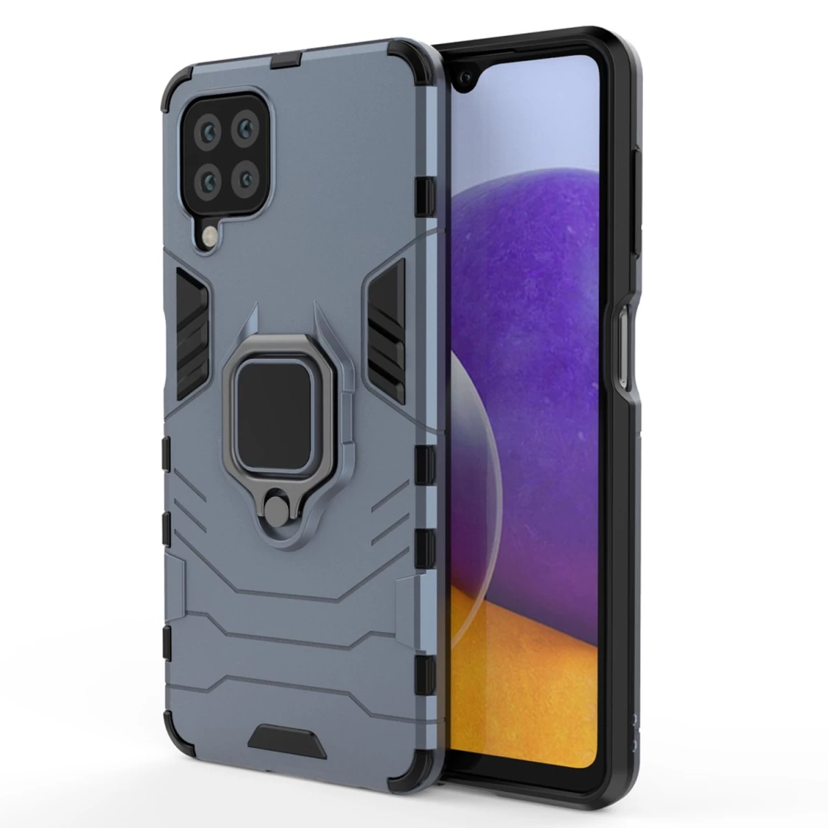 ring Armor Hibridinis šarvuotas Dėklas + Magnetinis Laikiklis samsung Galaxy A22 4g, Mėlynas
