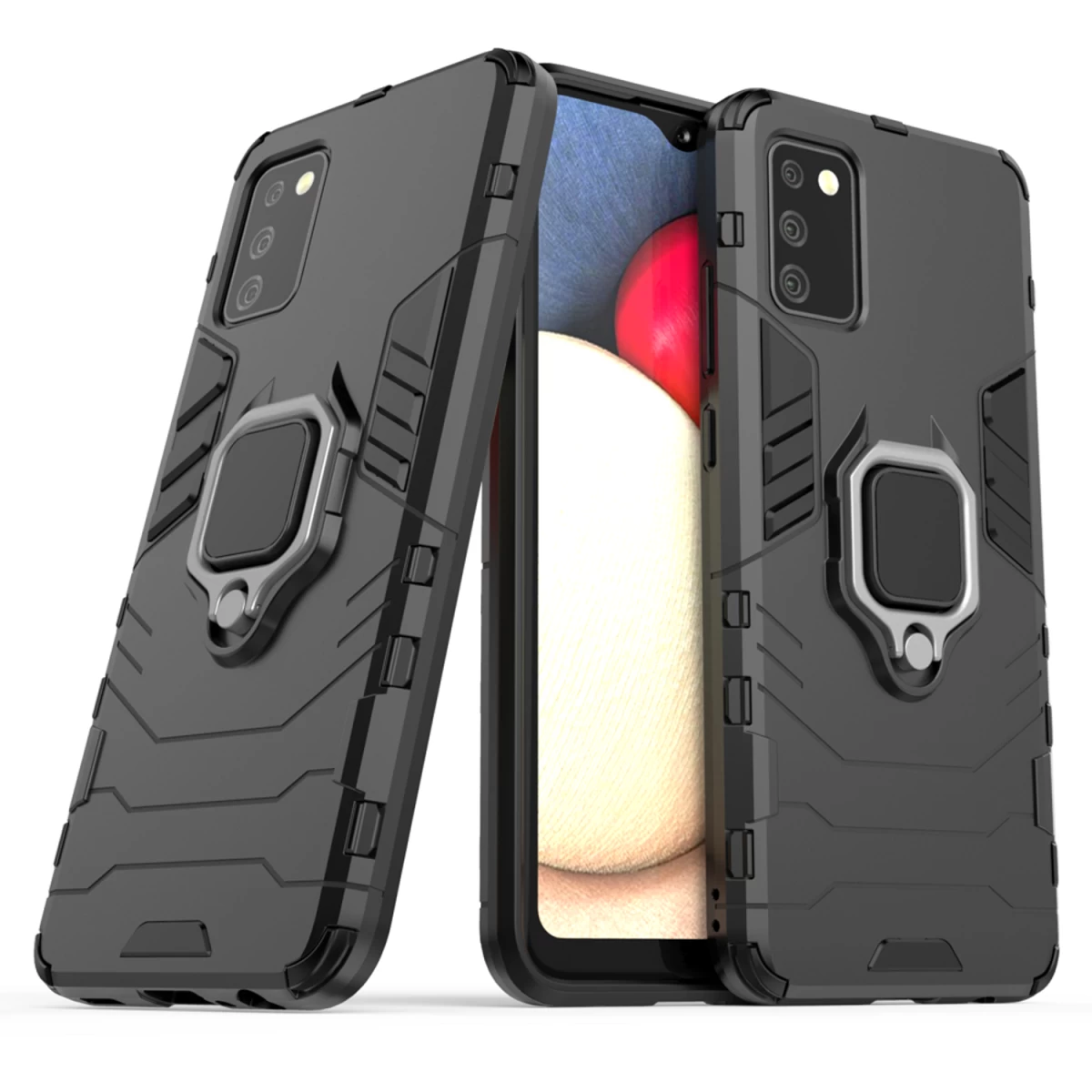 ring Armor Hibridinis šarvuotas Dėklas + Magnetinis Laikiklis, Skirtas samsung Galaxy A03s (166.5), Juodas ring Armor Hibridinis šarvuotas Dėklas + Magnetinis Laikiklis, Skirtas samsung Galaxy A03s (166.5), Juodas