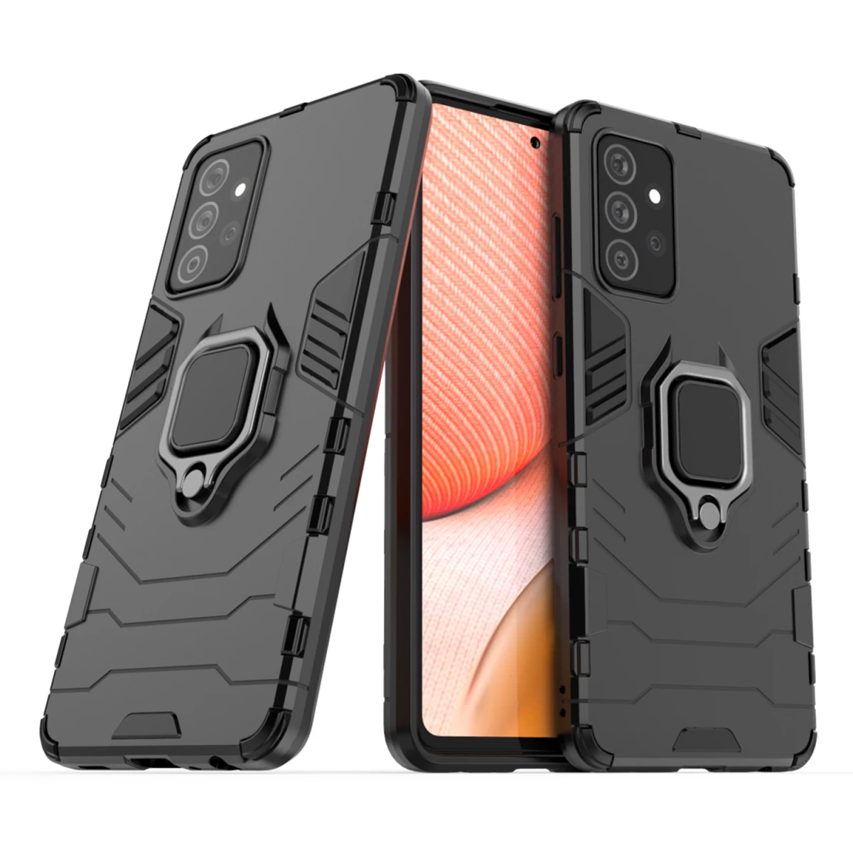 ring Armor Hibridinis šarvuotas Dėklas Su Magnetine Rankena, Skirtas samsung Galaxy A72 4g, Juodas