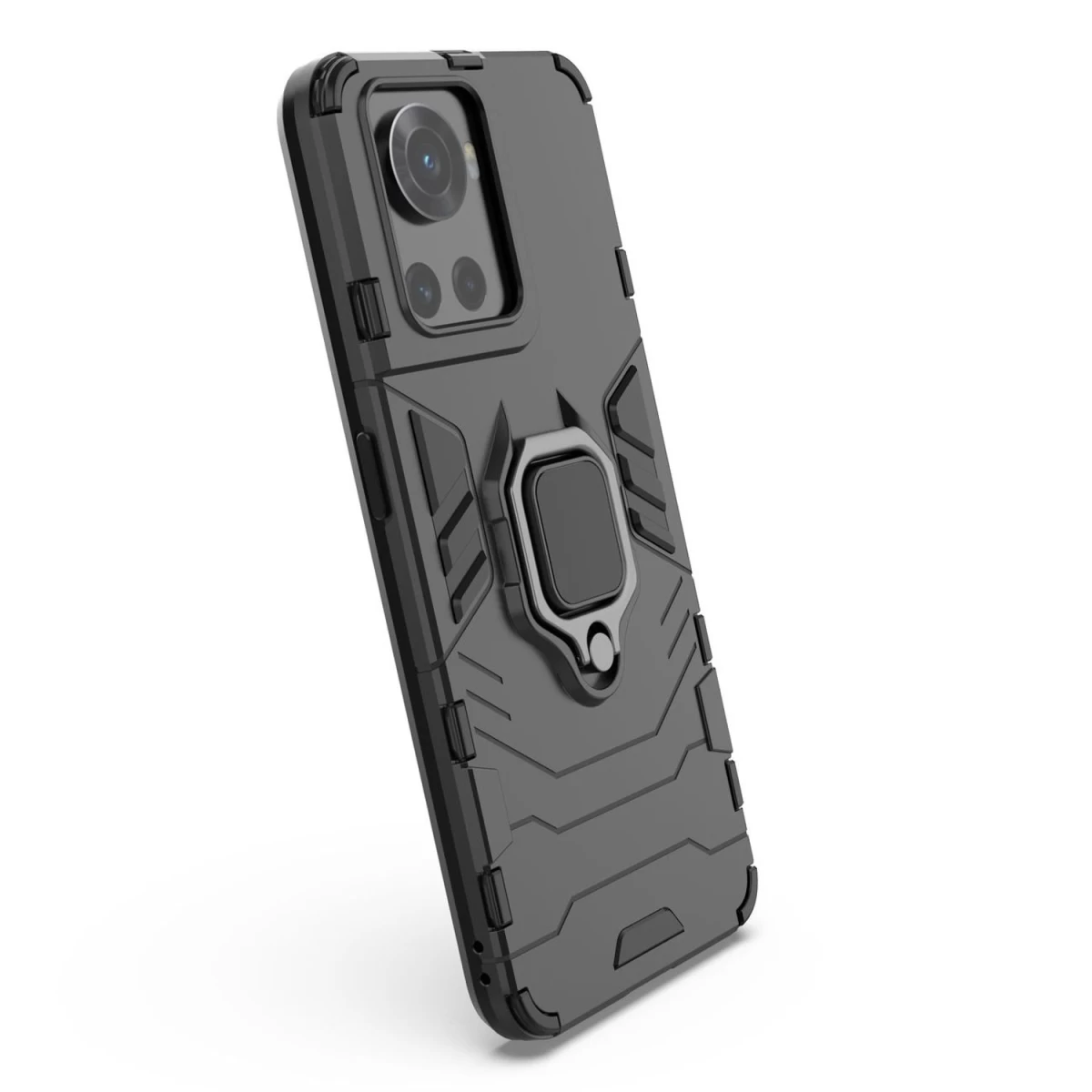 Ring Armor šarvuotas Hibridinis Korpuso Dangtelis + Magnetinis Laikiklis Oneplus Ace Juodas