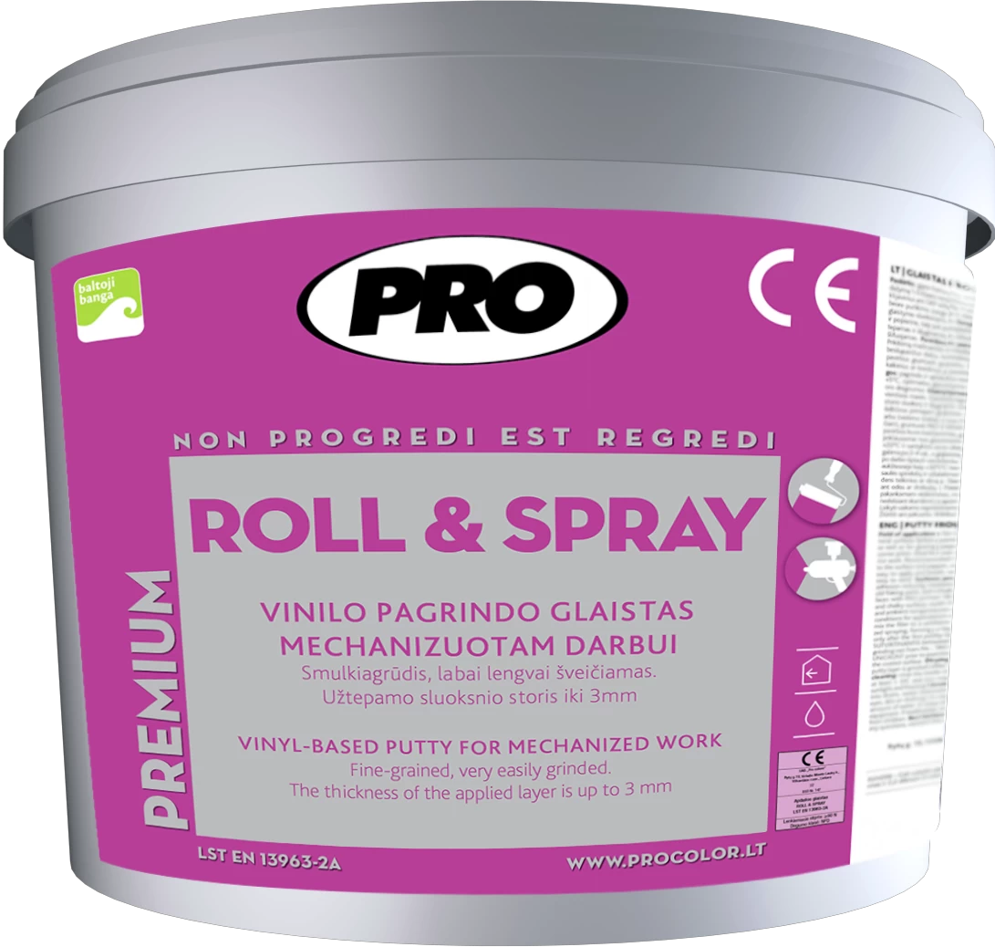 ROLL &amp; SPRAY vinilo pagrindo glaistas mechanizuotam darbui