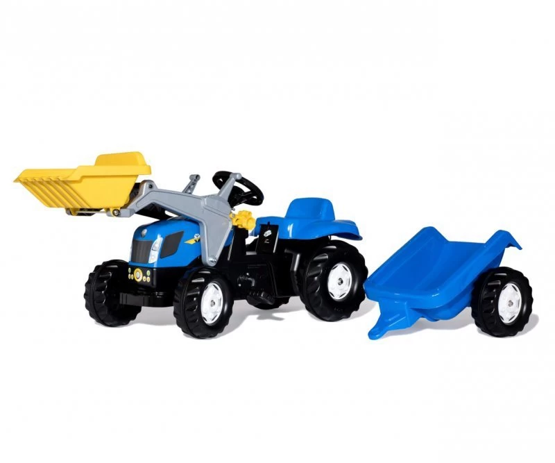 Rolly Toys 023929 Rolly Kid New Holland žemės ūkio Traktorius Su Kaušu Ir Priekaba