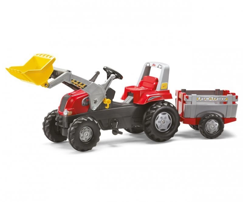 Rolly Toys 811397 Rolly Junior Rt Traktorius Su Priekaba Ir Kaušu Raudonos Spalvos