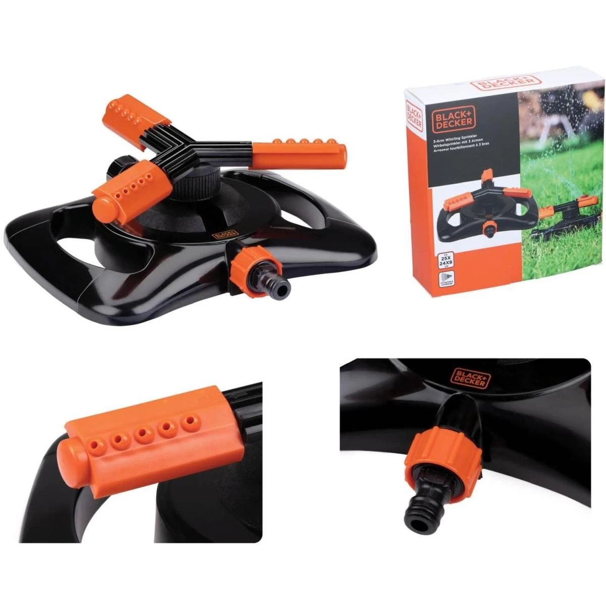 Rotacinis Purkštuvas 3 Rankų 15 Purkštukų Black+ Decker