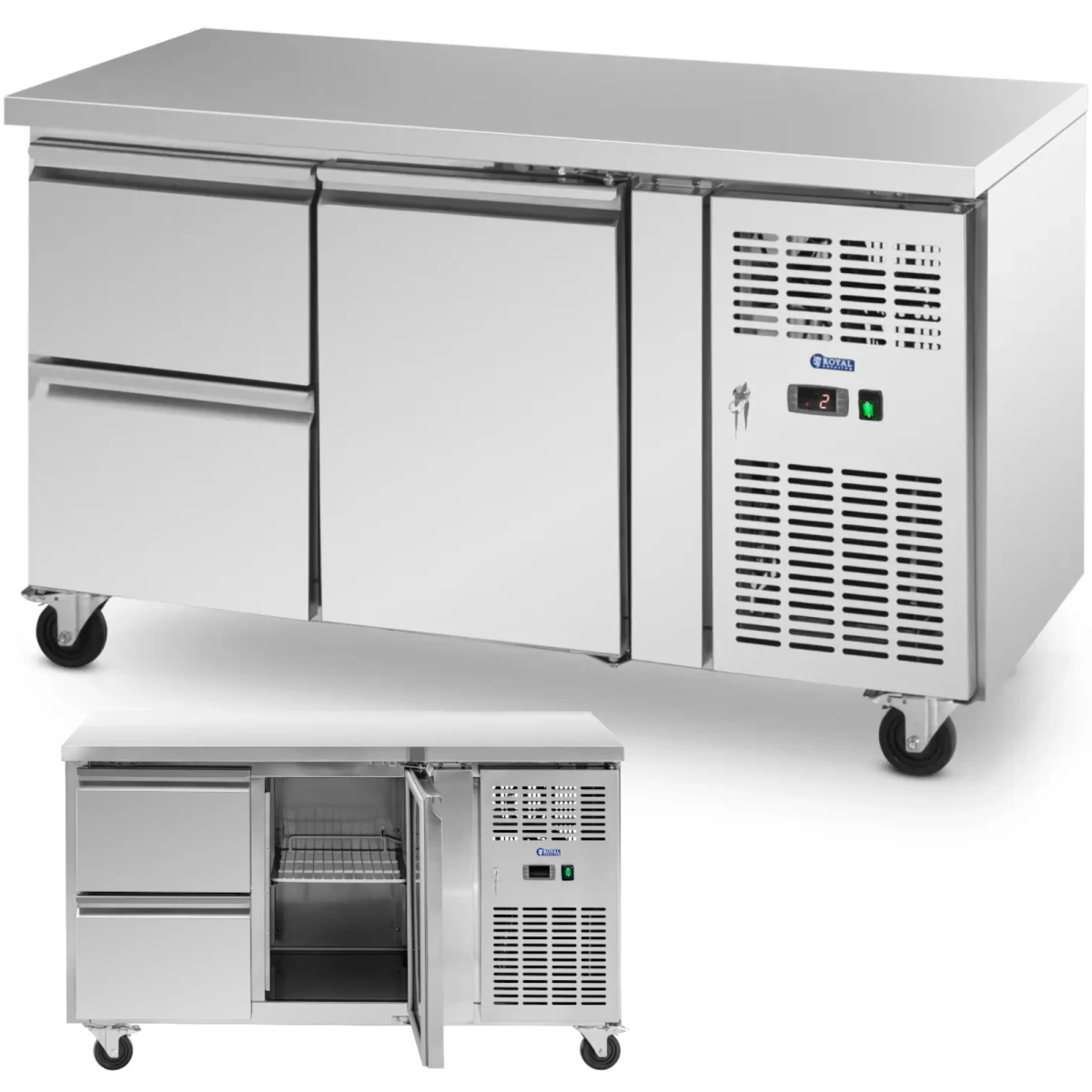 šaldomas Gastronomijos Stalas Ant Ratukų 1 Skyrius 2 Stalčiai 280 L 70x136x85 Cm