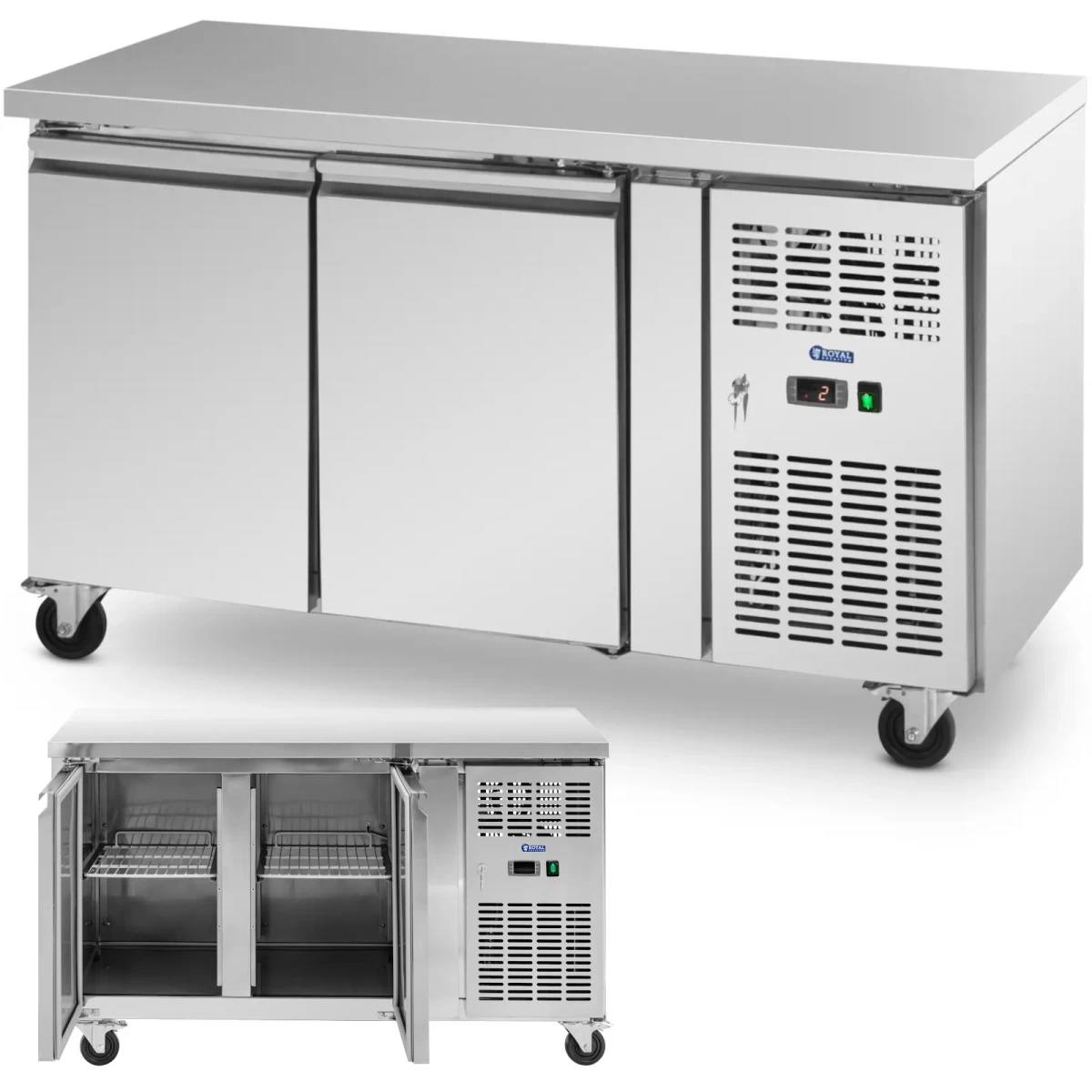 šaldomas Gastronomijos Stalas Ant Ratukų 2 Skyriai 260 L 136x70x85 Cm