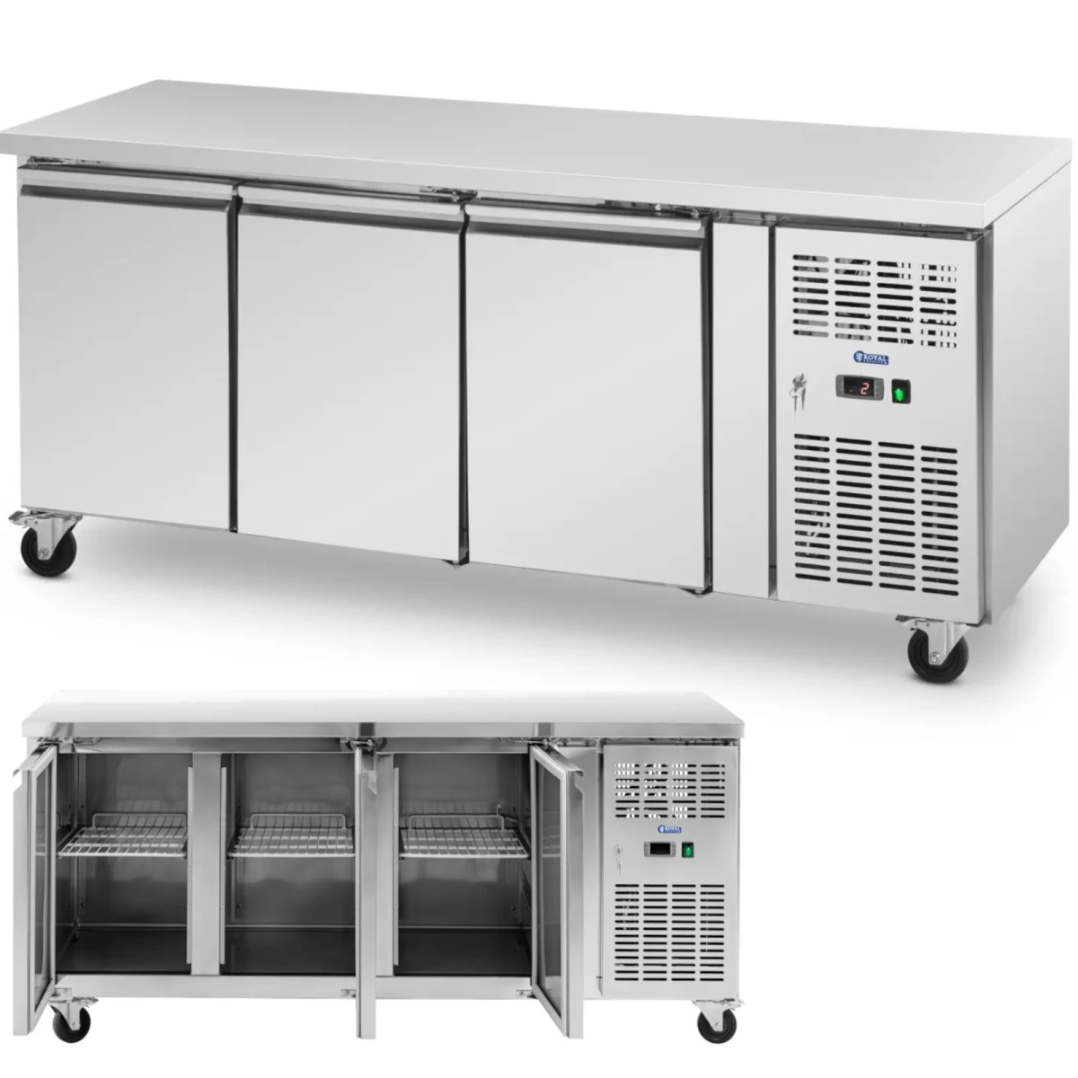 šaldomas Gastronomijos Stalas Ant Ratukų 3 Skyriai 410 L 179x70x85 Cm