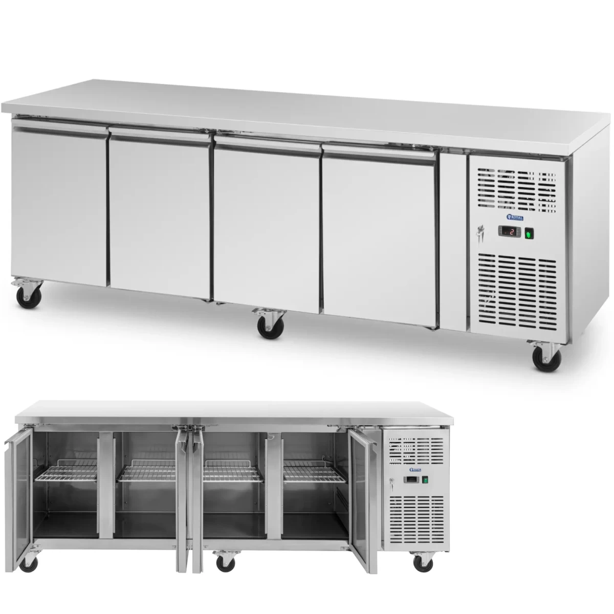 šaldomas Gastronomijos Stalas Ant Ratukų 4 Skyriai 550 L 223x70x85 Cm