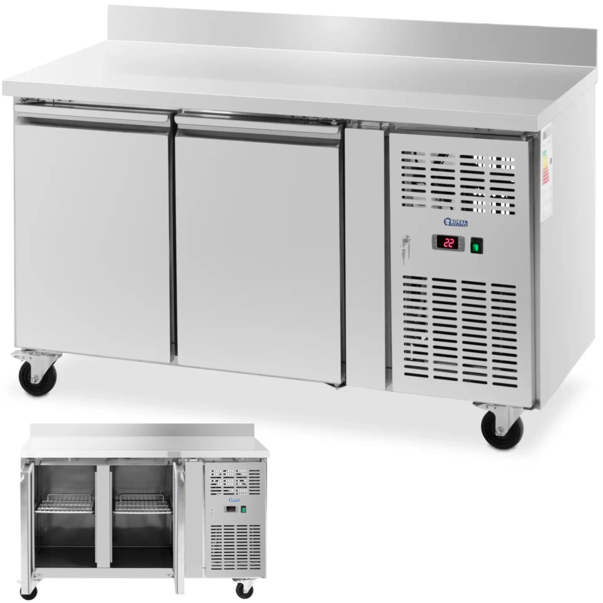šaldomas Gastronomijos Stalas Su Ratlankiais Ant Ratukų 2 Kameros 260 L 136x70x95 Cm