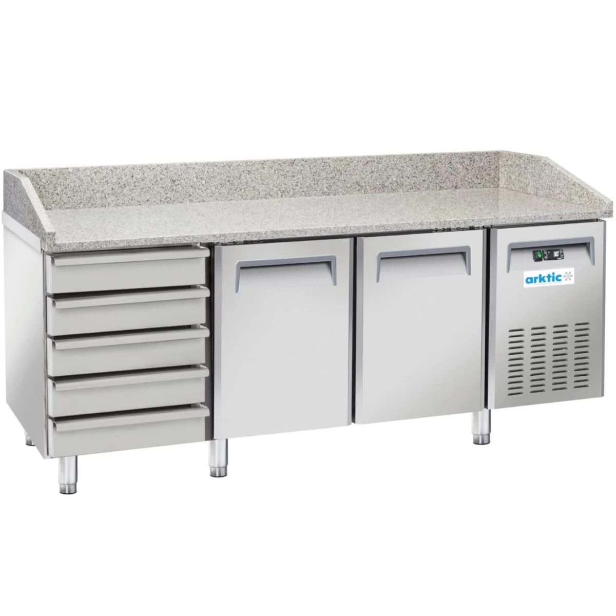 šaldomas Picų Stalas Su Granito Apvadu 2 Skyriai 6 Stalčiai 362 L 210 W