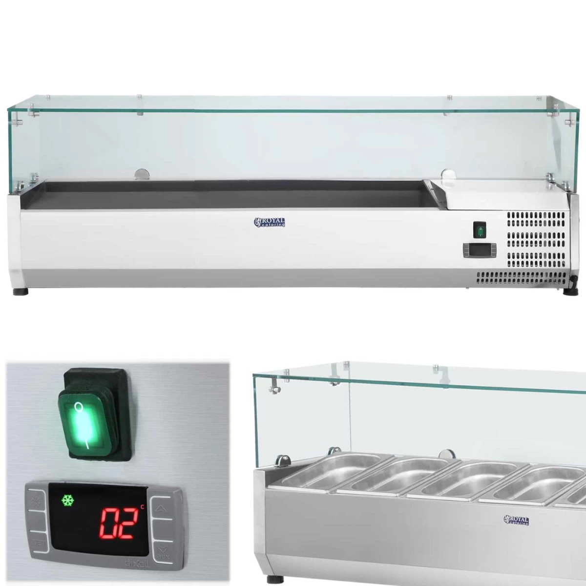 šaldymo Padėklas Su Stikliniu Dangčiu 5x Gn1/3 Ir 1x Gn1/2 150cm