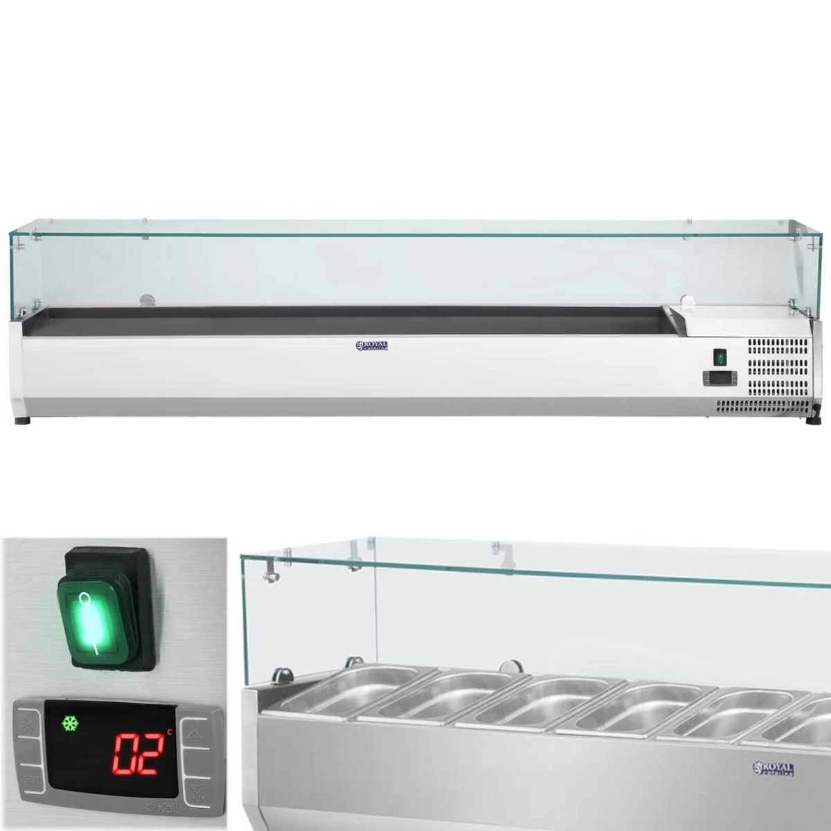 šaldymo Padėklas Su Stikliniu Dangčiu 9x Gn1/4 180 Cm