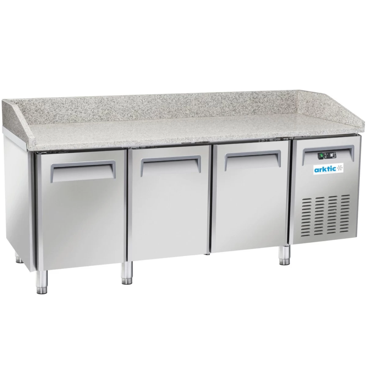 šaldytuvas Picų Stalas Su Granito Apvado Stalviršiu 3 Durys 186 L 450 W