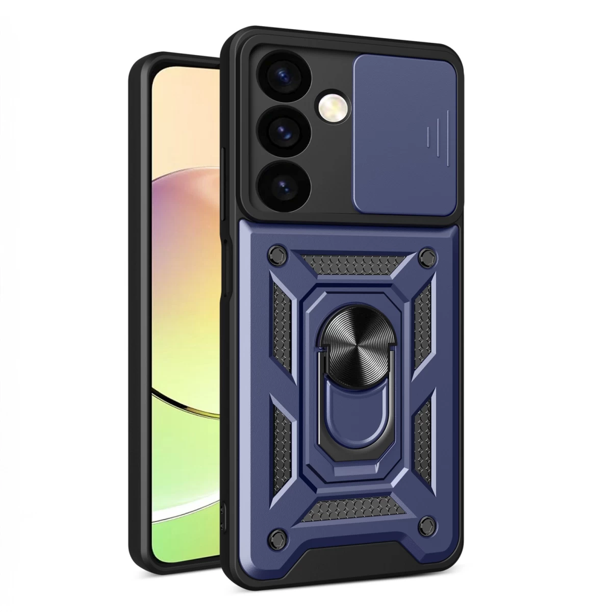„samsung Galaxy A15 Hybrid Armor Camshield“ šarvuotas Dėklas Su Fotoaparato Apsauga – Mėlynas