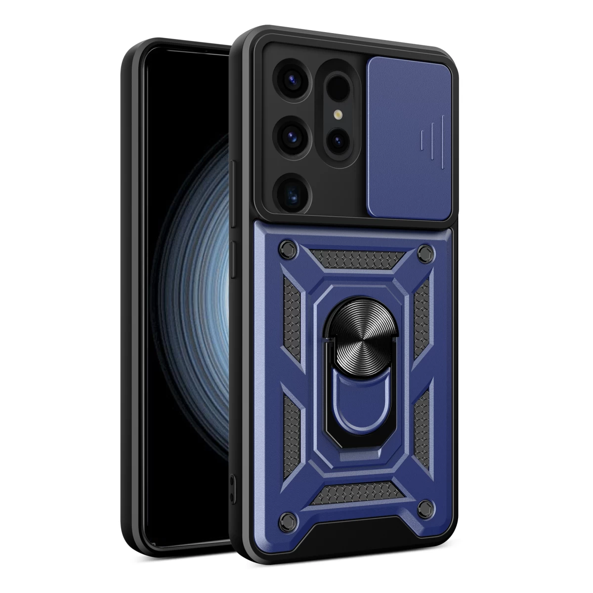 Samsung Galaxy S24 Ultra Hybrid Armor Camshield Fotoaparato įmautė Mėlyna