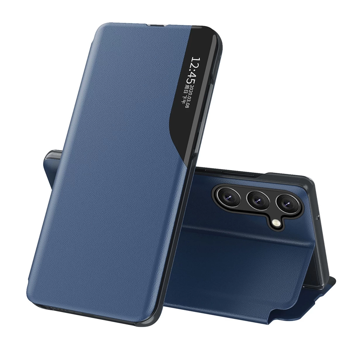 samsung Galaxy S25+ Dėklas Su Atvartu Ir Stovu eco Leather View Case - Mėlynas