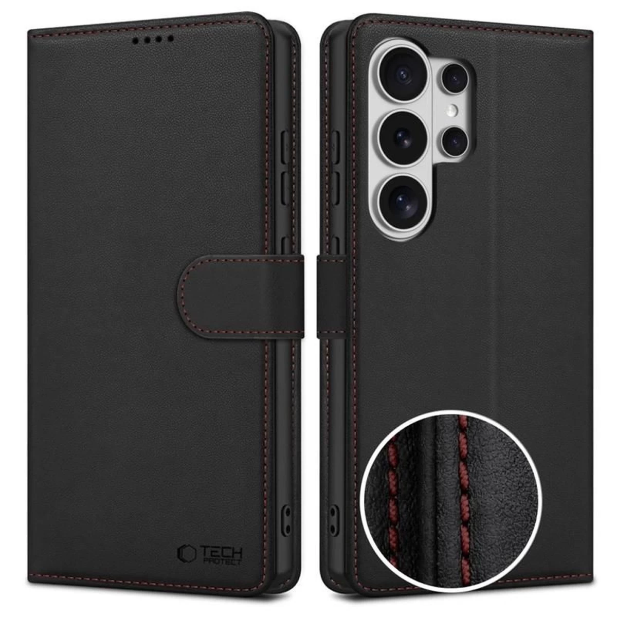 samsung Galaxy S26 Ultra Wallet Dėklas - Juodai Raudonas