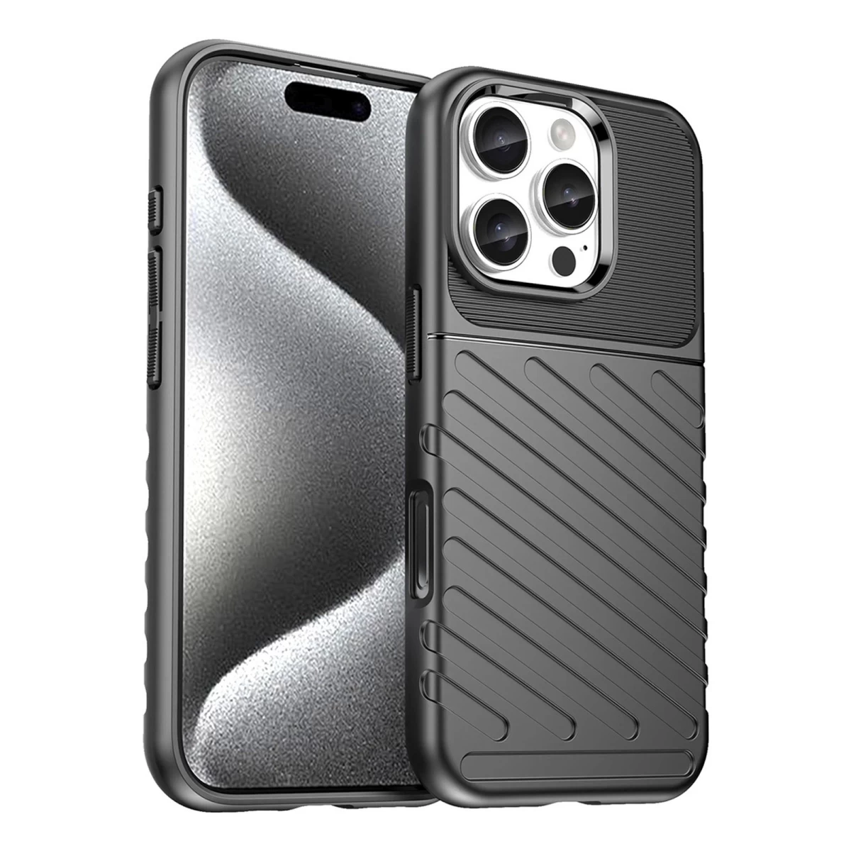 šarvuota Silikoninė įmautė iphone 16e Thunder Case - Juoda