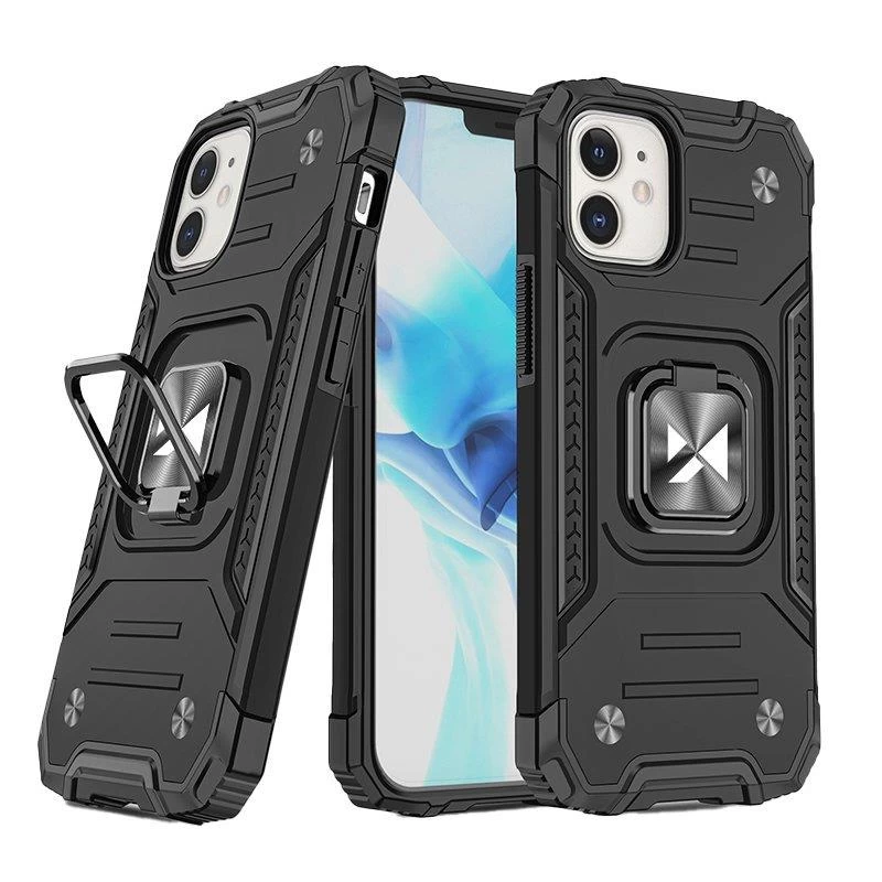 šarvuotas Dėklas iphone 14 Plus Magnetinis Laikiklis Ring Armor Juodas