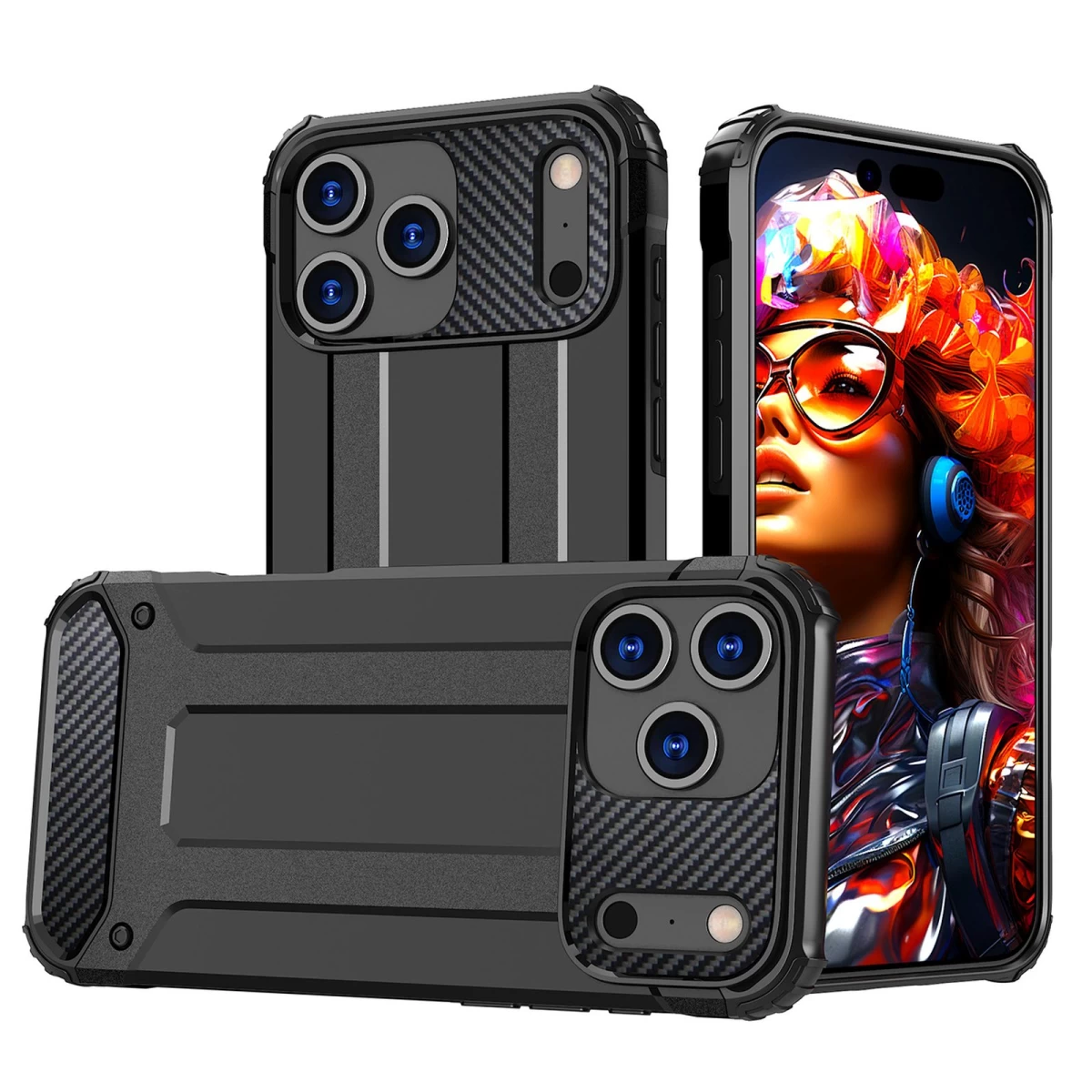 šarvuotas Dėklas iphone 17 Pro Max Hybrid Armor - Juodas