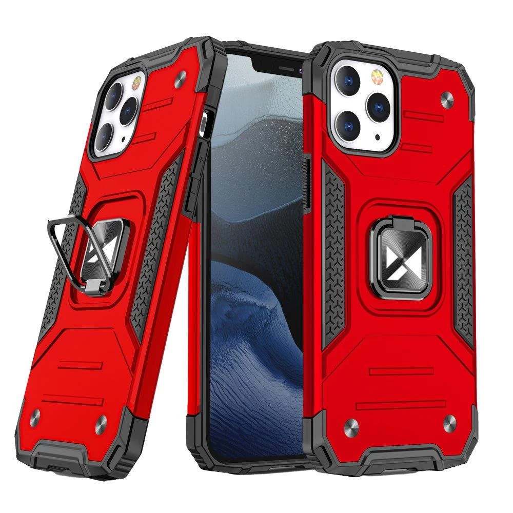 šarvuotas Dėklas + Magnetinis Laikiklis Iphone 13 Pro Ring Armor Raudonas