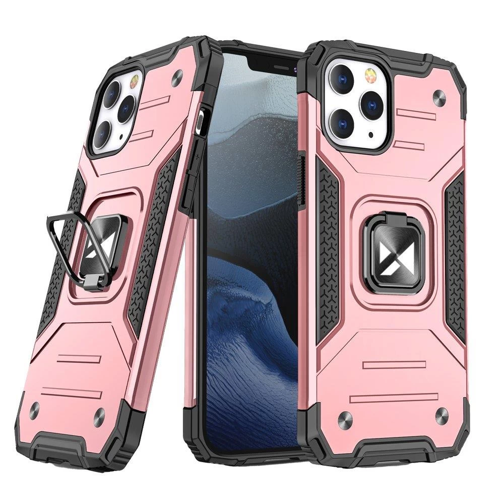 šarvuotas Dėklas + Magnetinis Laikiklis Iphone 13 Ring Armor Rožinis