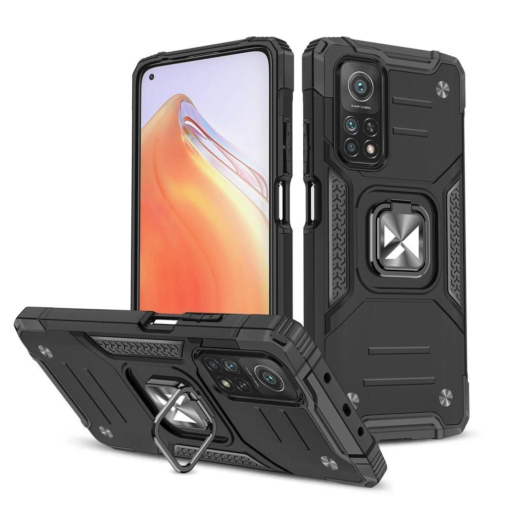 šarvuotas Dėklas + Magnetinis Laikiklis Mi Poco M4 Pro 5g / Redmi Note 11 5g Ring Armor Juodas