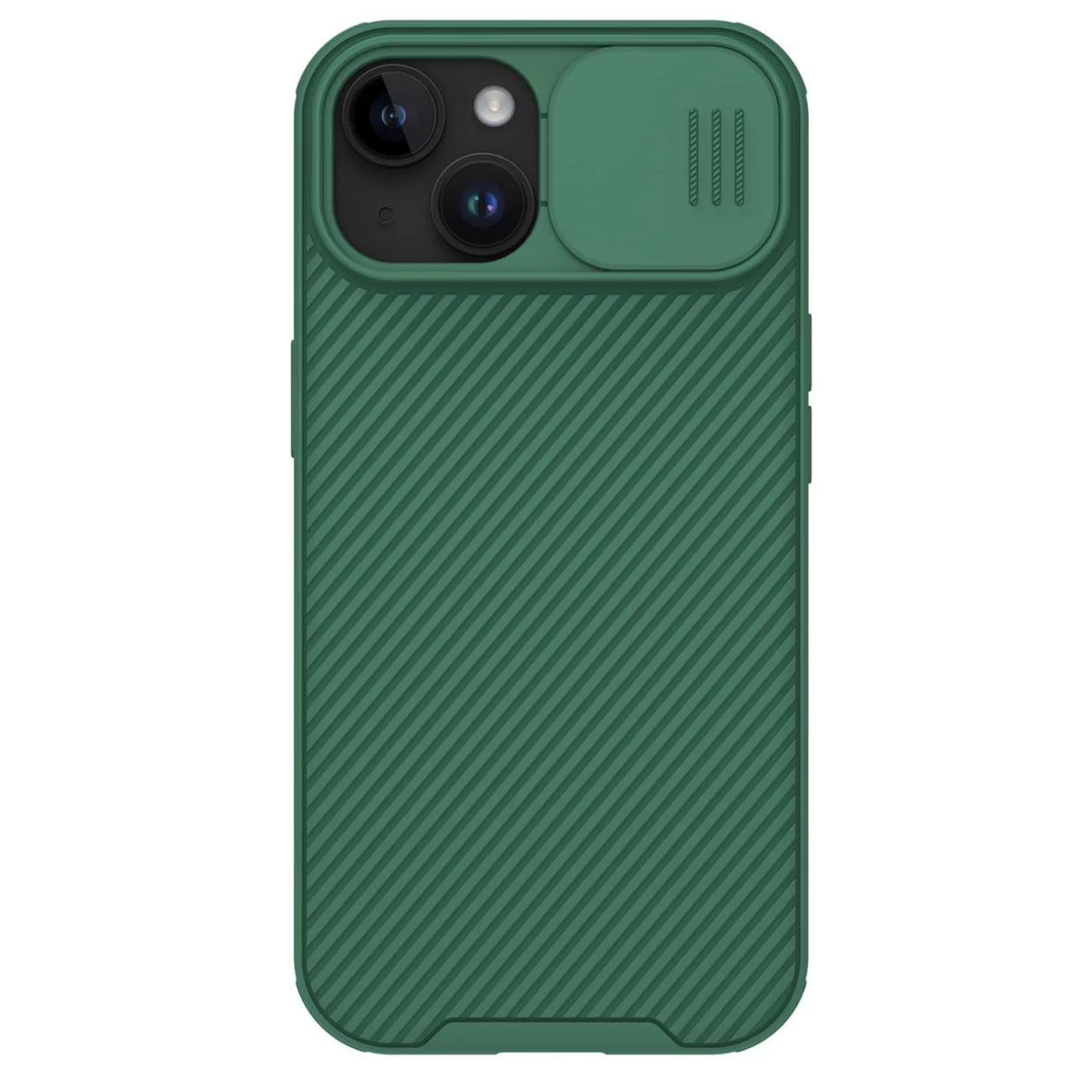 šarvuotas Dėklas Nillkin Camshield Pro Magnetinis Dėklas Iphone 15 Plus Su Kameros Dangteliu - žalias