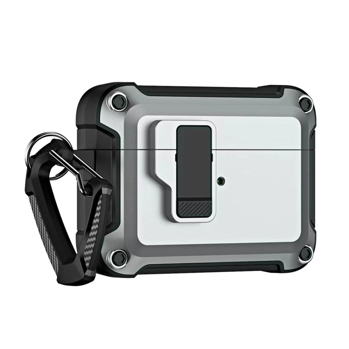 šarvuotas Dėklas pro, Skirtas airpods 4, Su Karabinu - Pilkas