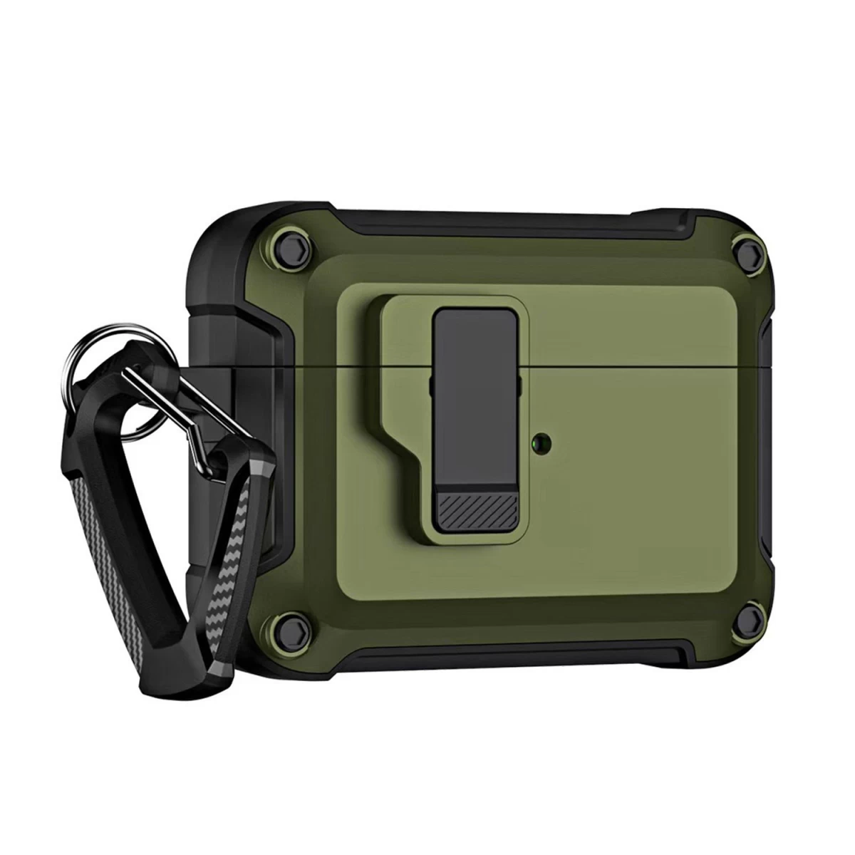 šarvuotas Dėklas pro, Skirtas airpods 4, Su Karabinu - žalias