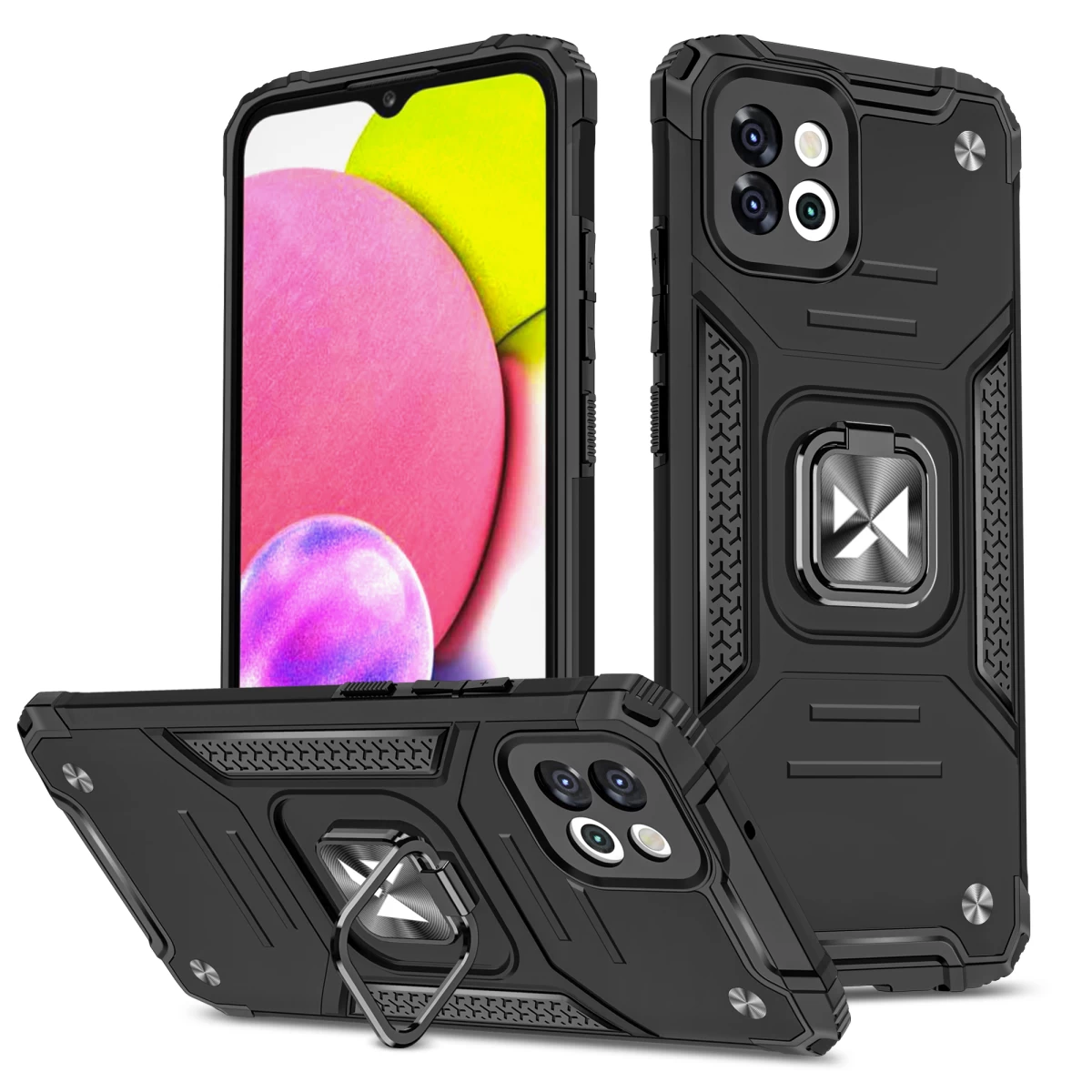 šarvuotas Dėklas Samsung Galaxy A03 Magnetinis Laikiklis Ring Armor Juodas