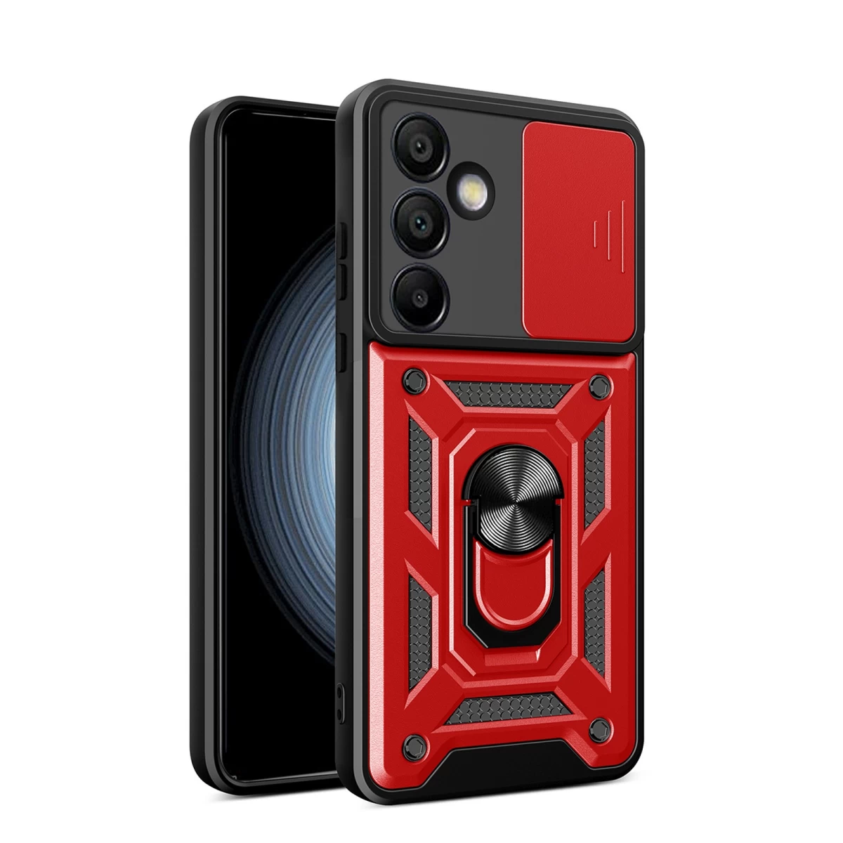 šarvuotas Dėklas Su Fotoaparato Dėklu samsung Galaxy A26 Hybrid Armor Camshield - Raudonas