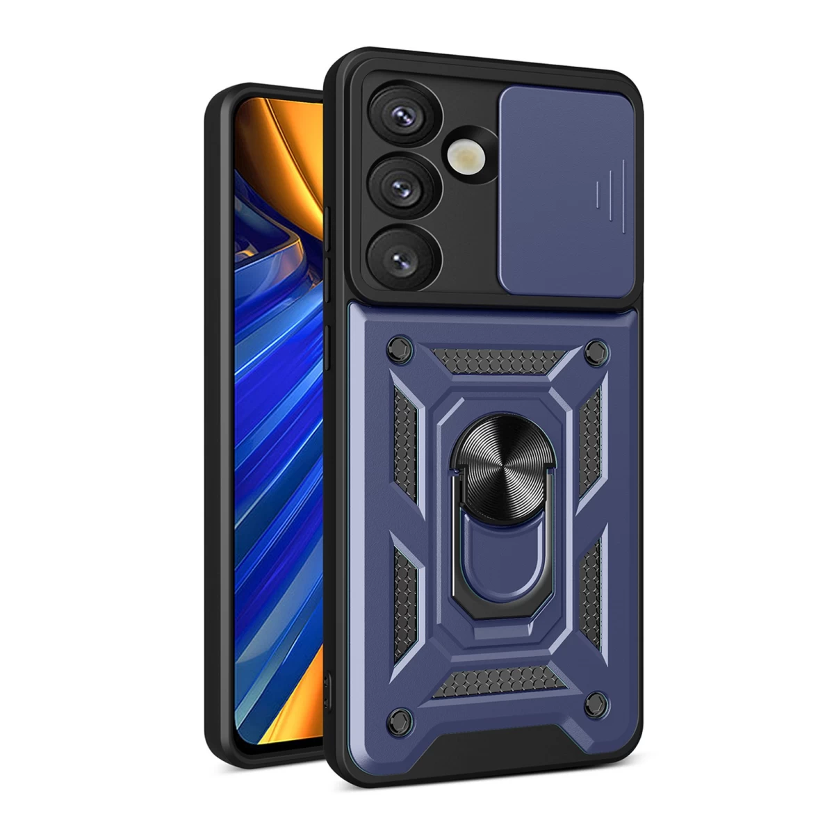 šarvuotas Dėklas Su Fotoaparato Dėklu, Skirtas samsung Galaxy S25 Edge Hybrid Armor Camshield - Mėlynas