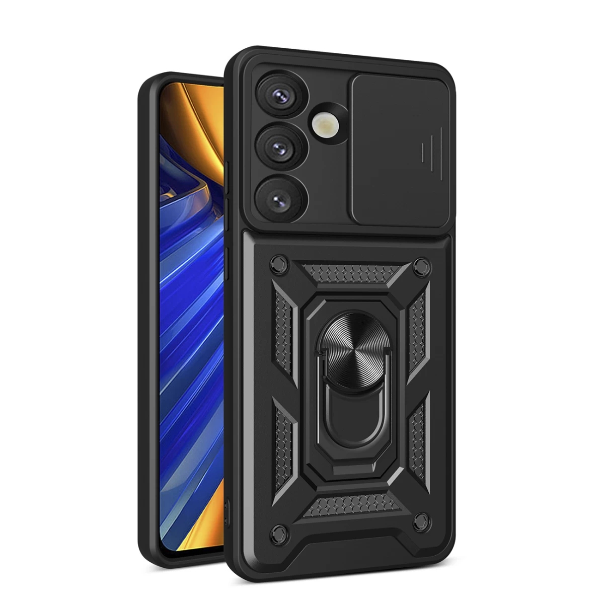 šarvuotas Dėklas Su Fotoaparato žiedu, Skirtas samsung Galaxy S25 Hybrid Armor Camshield - Juodas