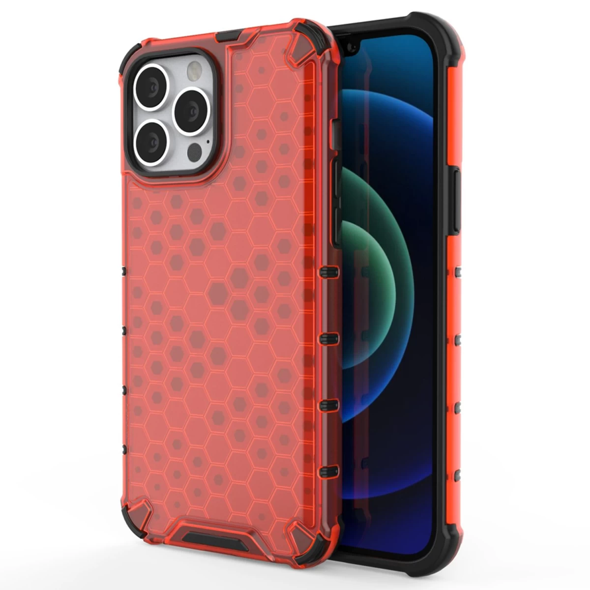 šarvuotas Dėklas Su Geliniu Rėmeliu iphone 13 Pro Max Raudonas