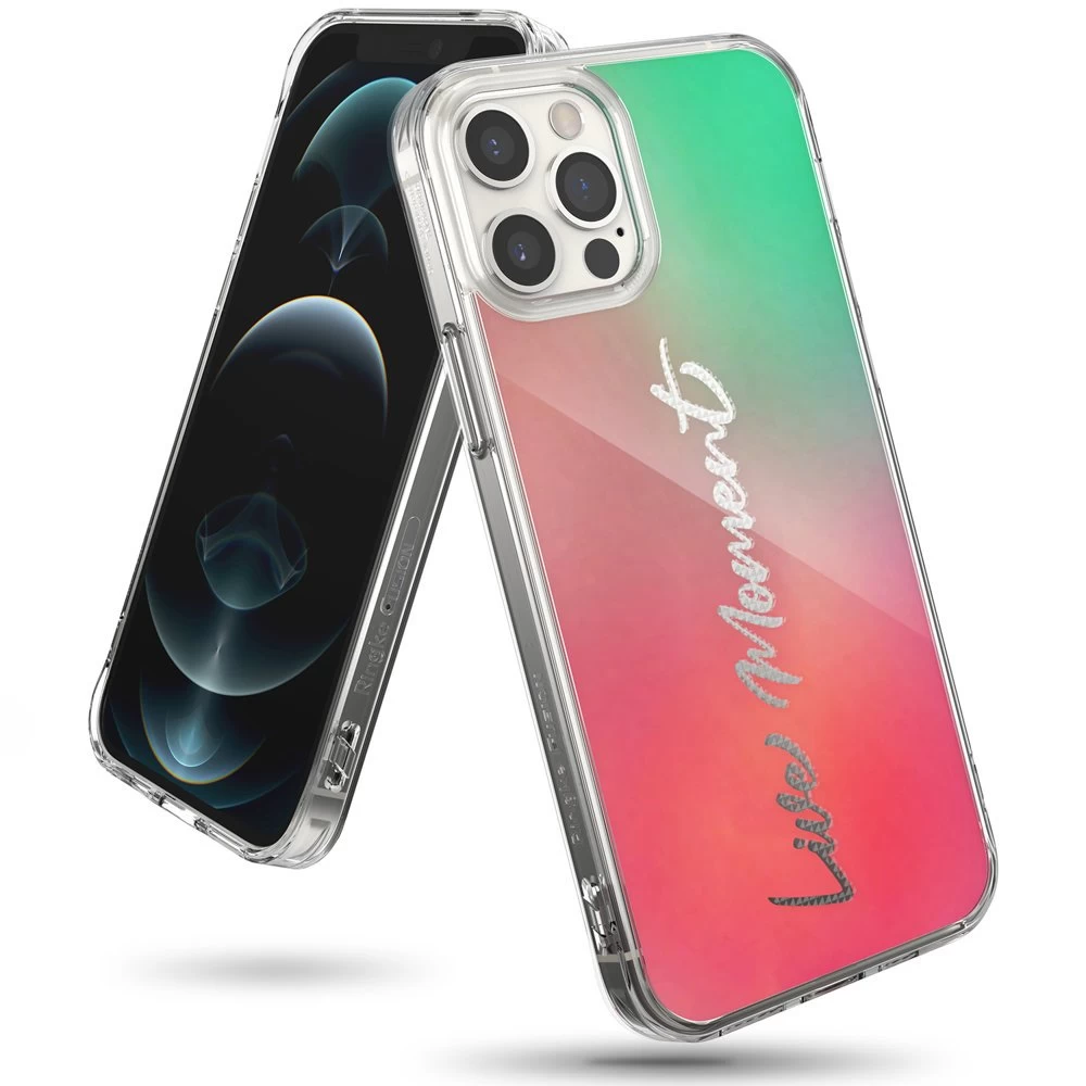šarvuotas Dėklas Su Gelio Rėmeliu iphone 12 Pro Max Fusion Design Rožinės Ir žalios Spalvų