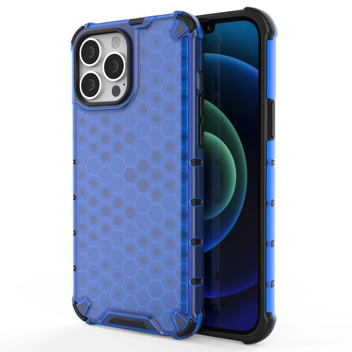 šarvuotas Dėklas Su Gelio Rėmeliu iphone 13 Pro Max Mėlynos Spalvos