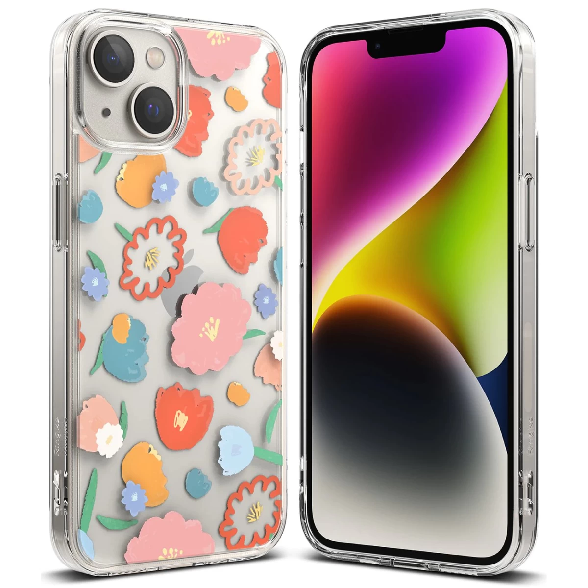 šarvuotas Dėklas Su Gelio Rėmeliu Iphone 14 Plus Fusion Design Floral Skaidrus