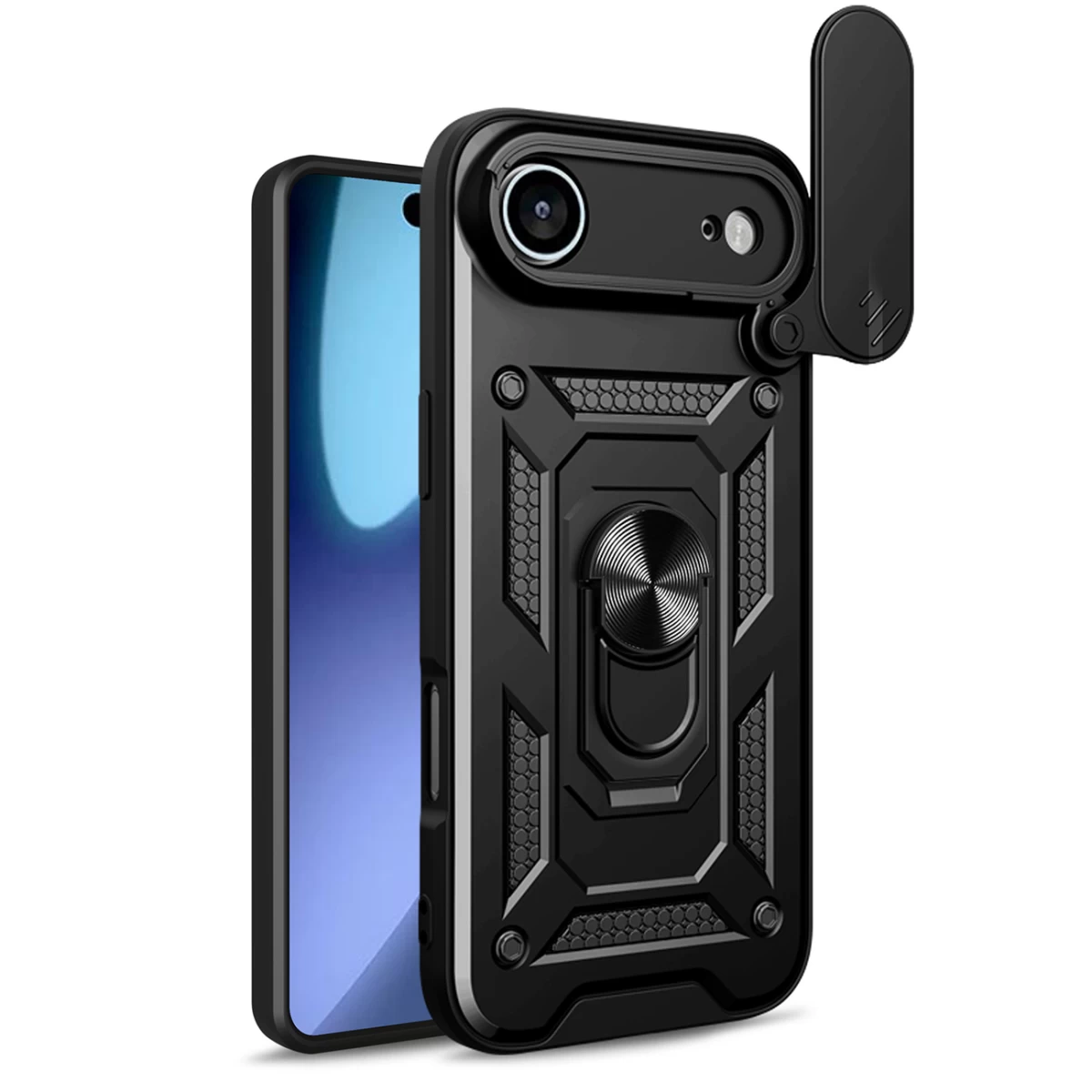 šarvuotas Dėklas Su Kameros Dėklu iphone 17 Air Hybrid Armor Camshield - Juodas