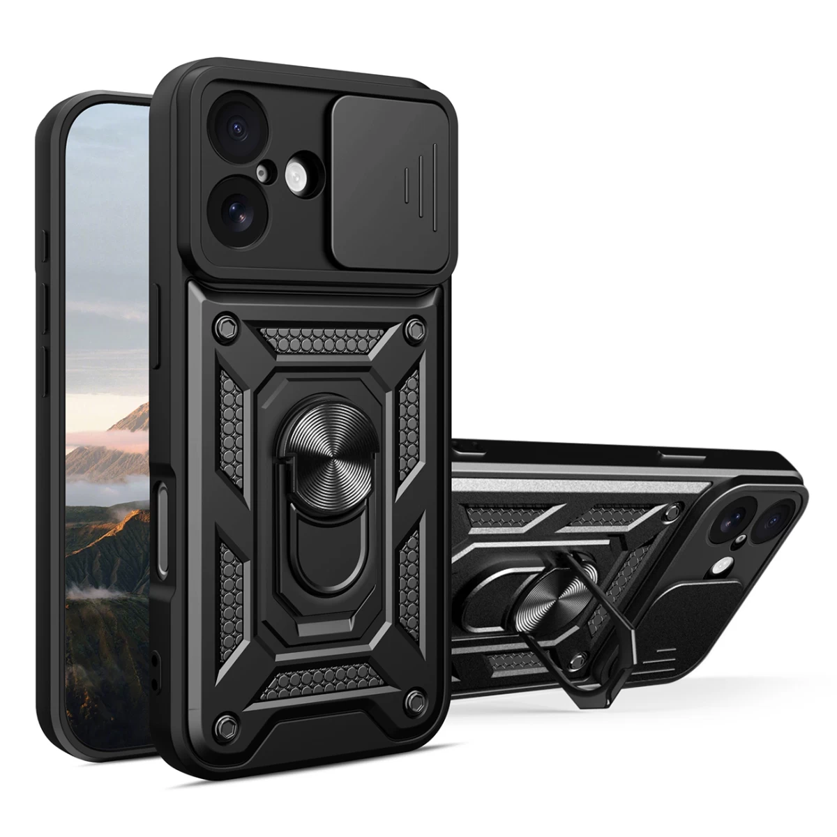 šarvuotas Dėklas Su Kameros Dėklu iphone 17 Hybrid Armor Camshield - Juodas