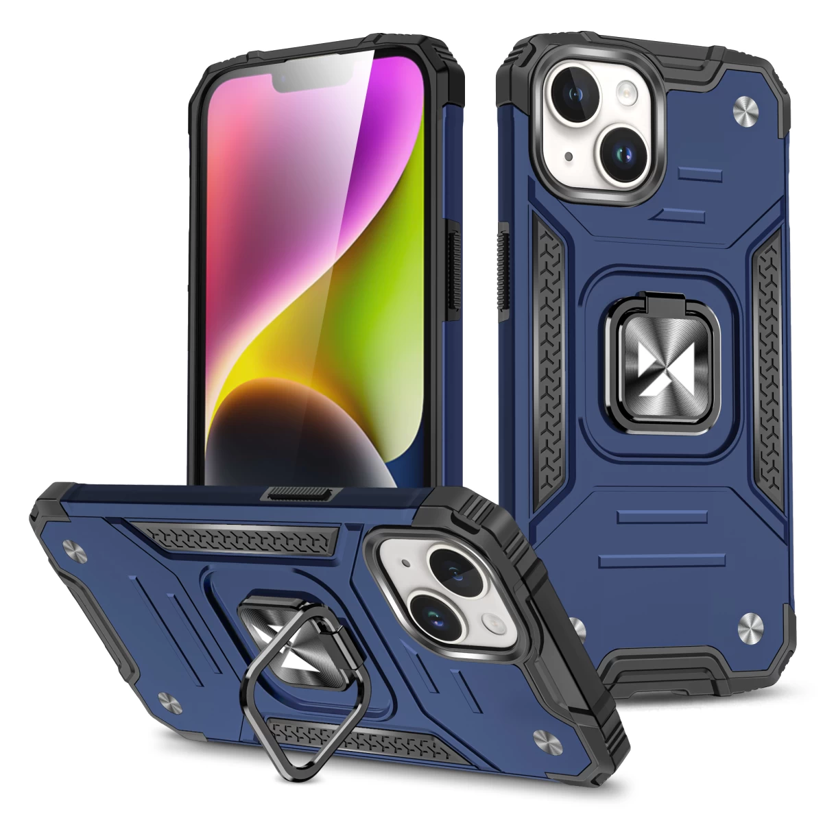 šarvuotas Dėklas Su Pirštų Laikikliu iphone 15 Plus Ring Armor, Mėlynas