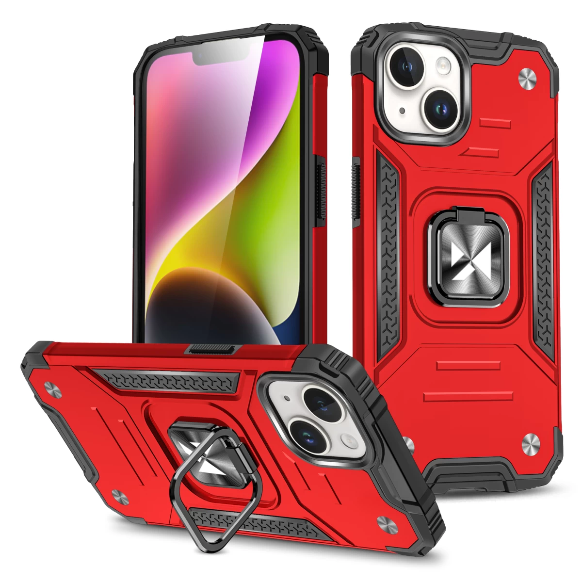 šarvuotas Dėklas Su Pirštų Laikikliu Iphone 15 Ring Armor Raudonas