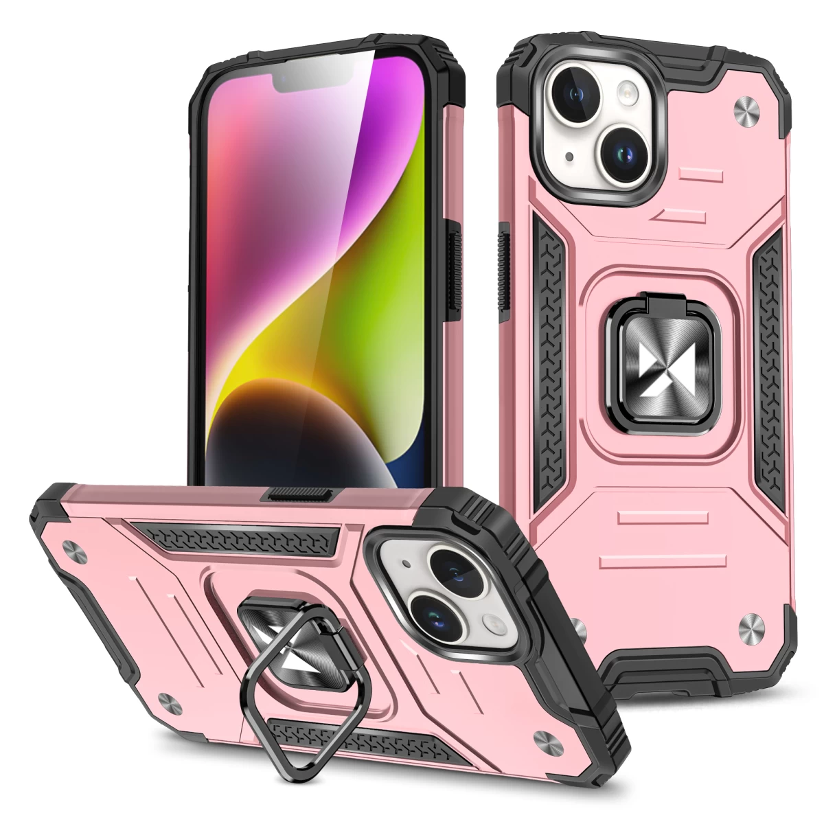 šarvuotas Dėklas Su Pirštų Laikikliu iphone 15 Ring Armor Rožinio Aukso Spalvos