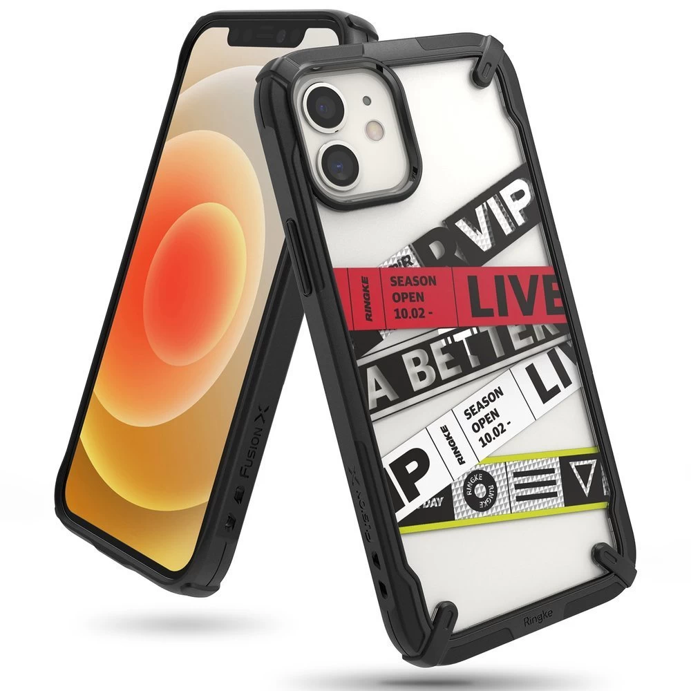 šarvuotas Dėklas Su Rėmeliu iphone 12 Mini Fusion X Design Ticket Band Juodas