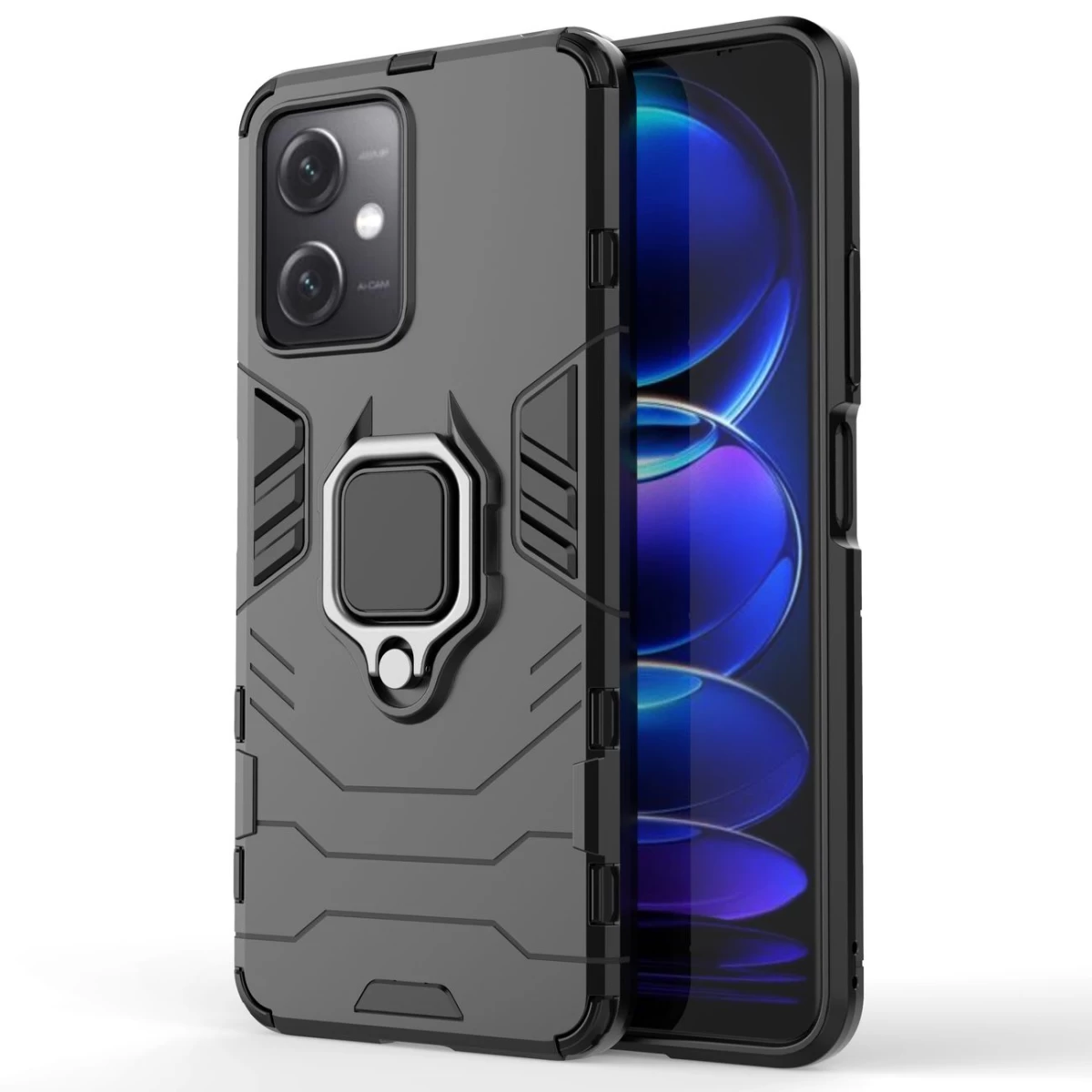 šarvuotas Dėklas Xiaomi Redmi Note 12 5g / Poco X5 5g Magnetinis Laikiklis Ring Armor Black
